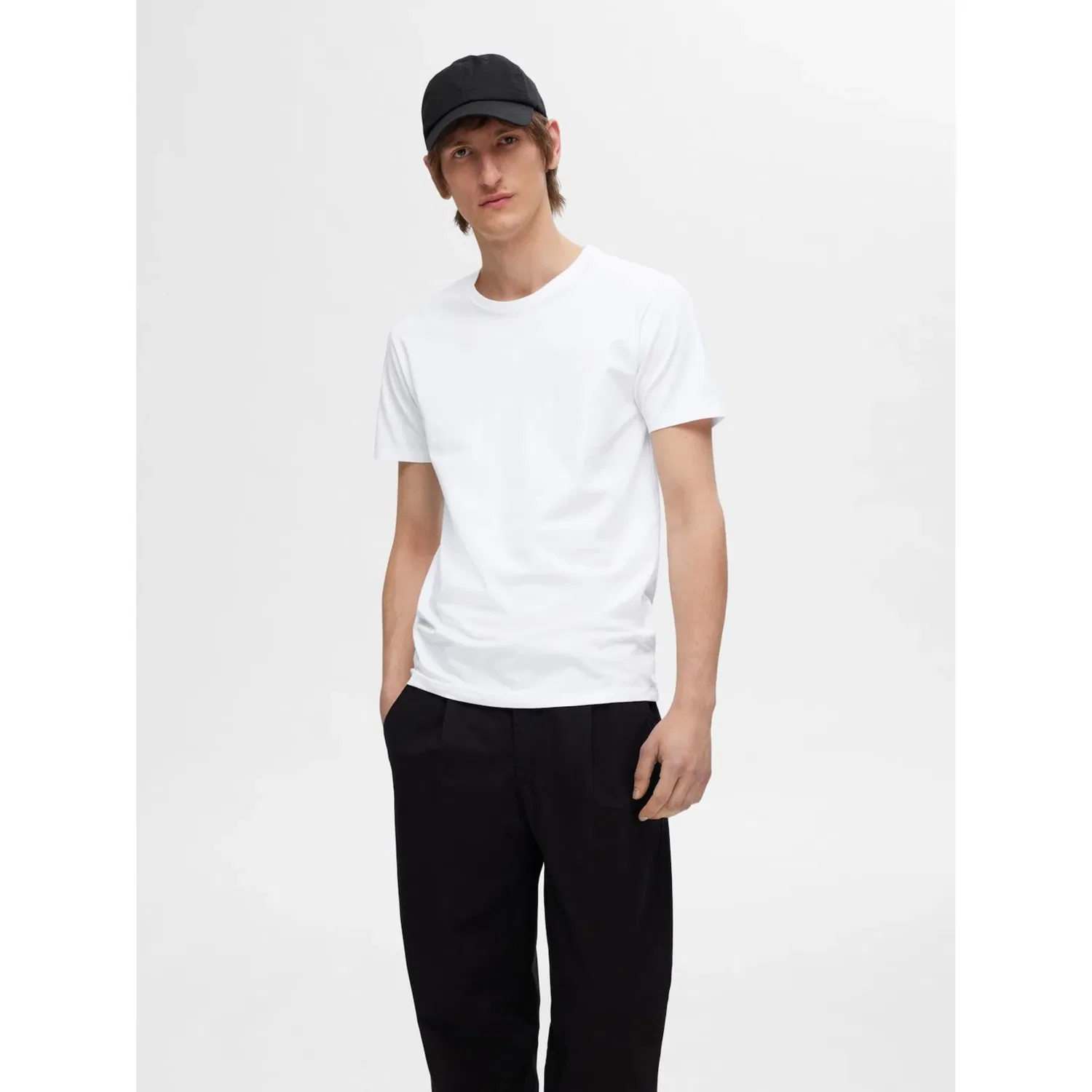 Детская хлопковая футболка с круглым вырезом SELECTED, Bright White — фото 2