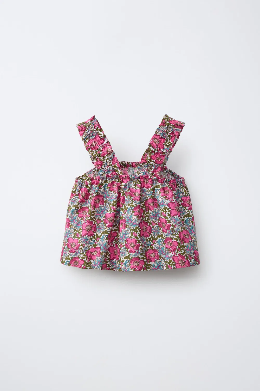 Топ с цветочным принтом, изготовленный из ткани Liberty. ZARA, Fuchsia — фото 2