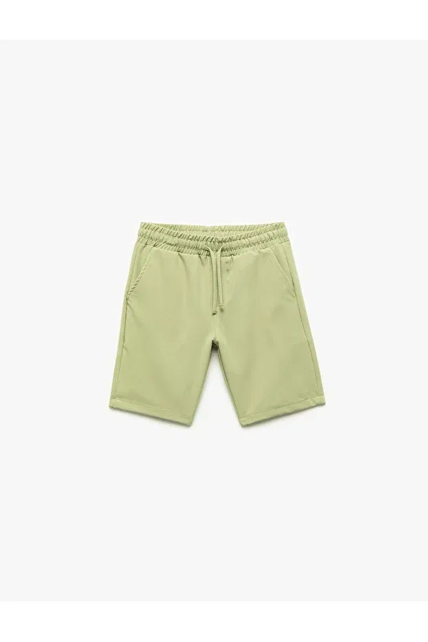 Детские шорты для мальчиков с карманами Pocket detailed bermuda waist lace up shorts Koton, Green