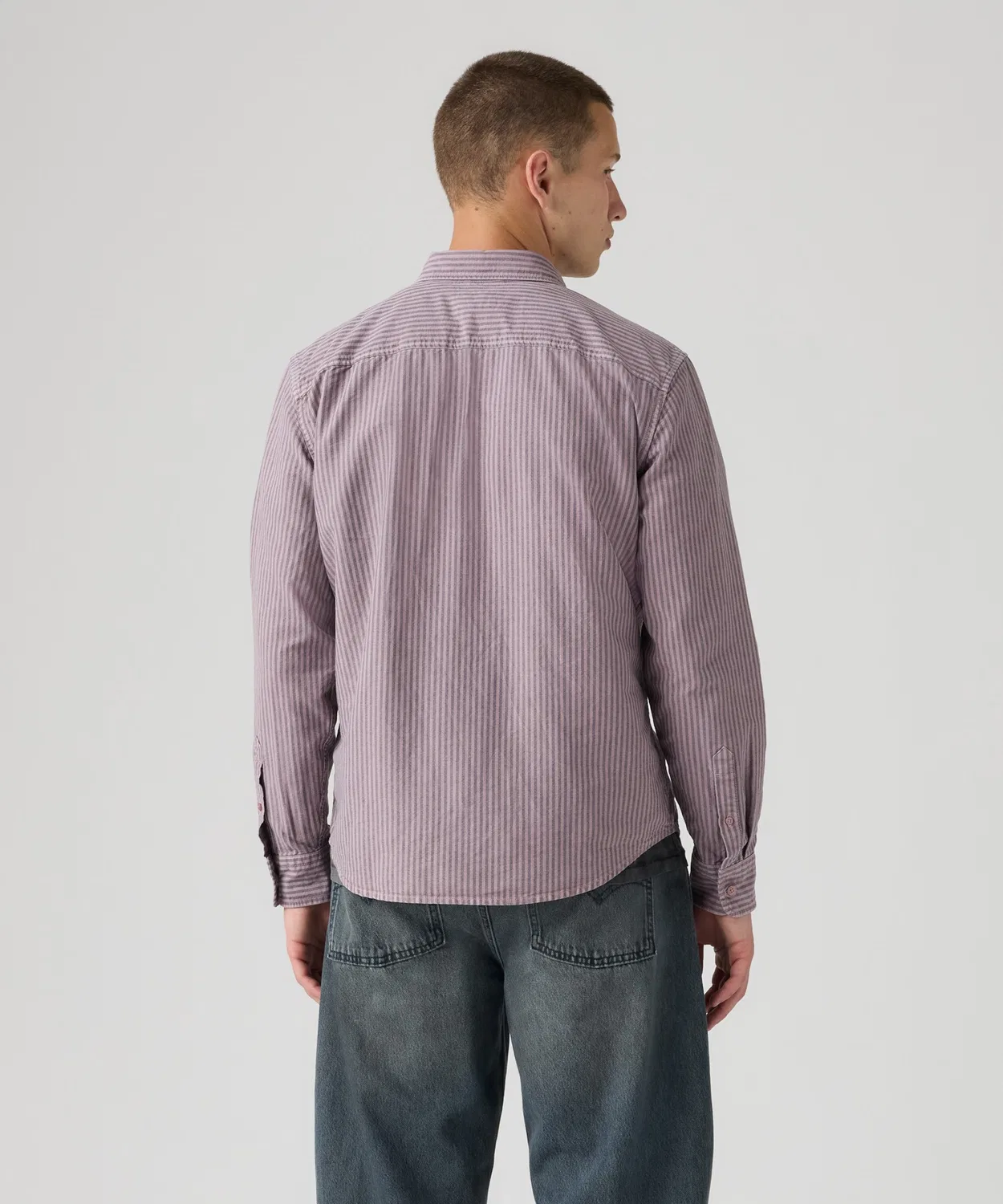Мужская рубашка с длинным рукавоми принтом в полоску, модель Authentic Button Down Levi's, Purple — фото 3