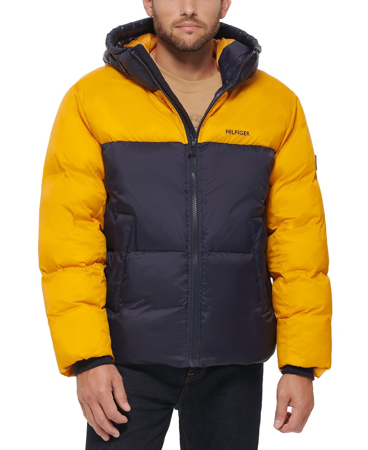 

Мужская пуховая куртка с цветными блоками и капюшоном Tommy Hilfiger, мульти