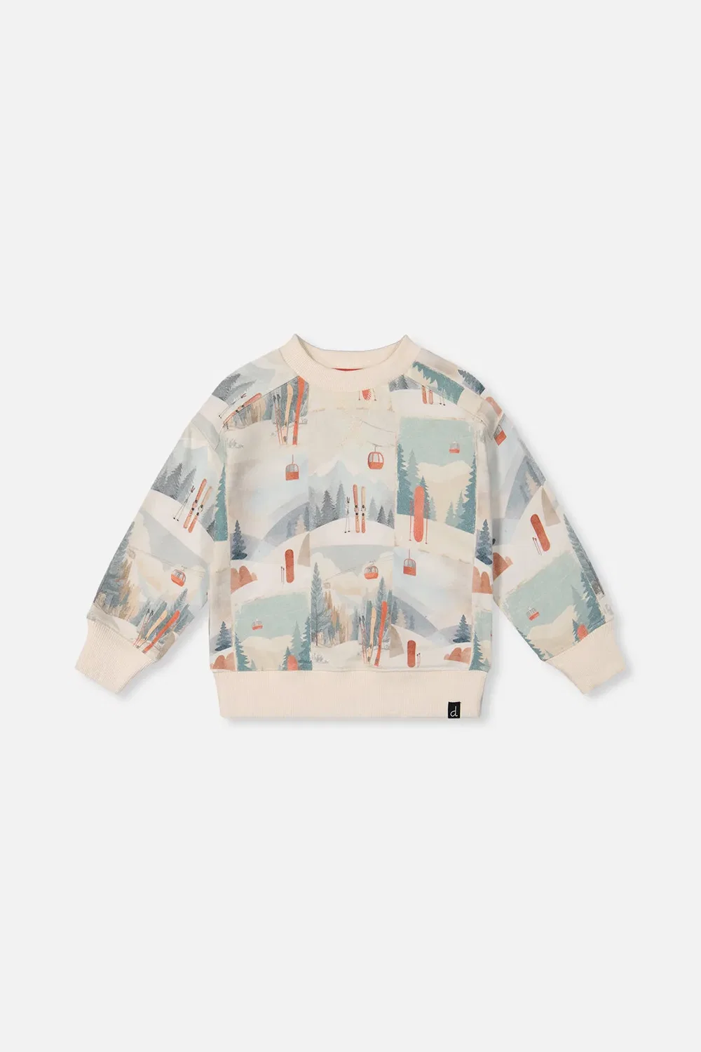 Детский свитшот из флиса с принтом Nordic Buddies Deux par Deux, Beige Ski Print