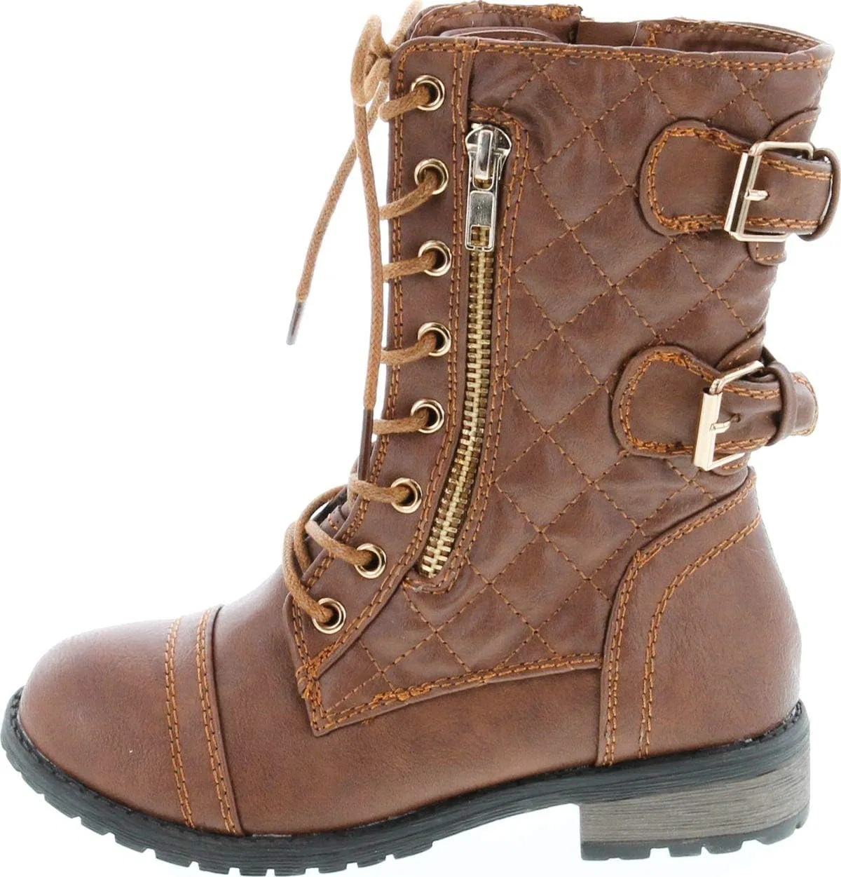 Детские ботинки для девочек на шнуровке с принтом JJF Shoes, Tan — фото 2