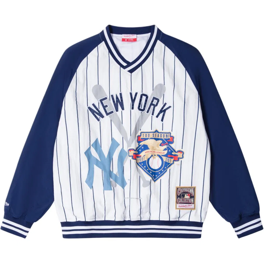 Детский свитшот с V-образным вырезом New York Yankees Navy Blue Mitchell Ness