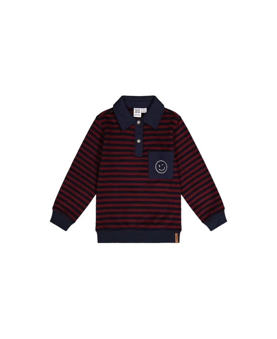 Топ из футера с поло-воротником Varsity League Deux par Deux, Red And Blue Stripes