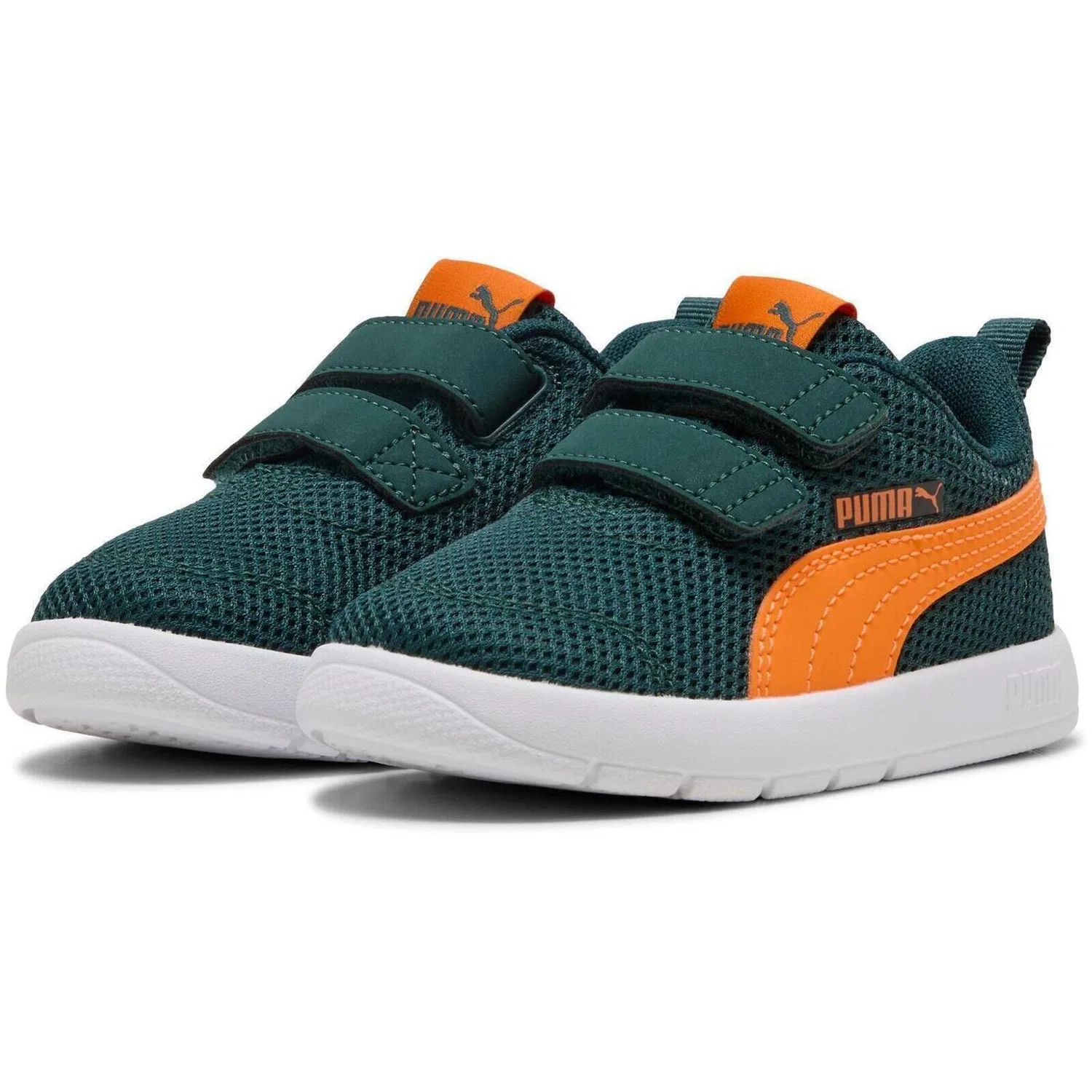 Детские кроссовки с сетчатым верхом Puma Courtflex V3 Mesh Inf Clyde Royal-puma W, Grun — фото 4