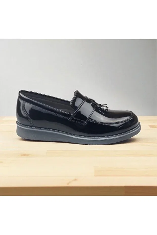 Детские туфли для мальчиков с замшевой отделкой Jojo Kids, Black Patent Leather — фото 4