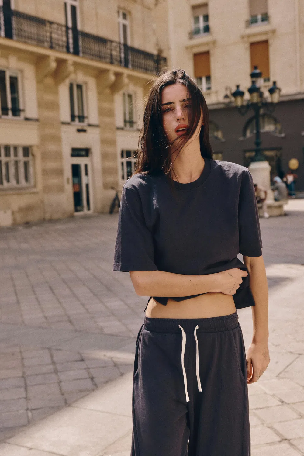Хлопковая футболка приталенного кроя ZARA, Blue — фото 4
