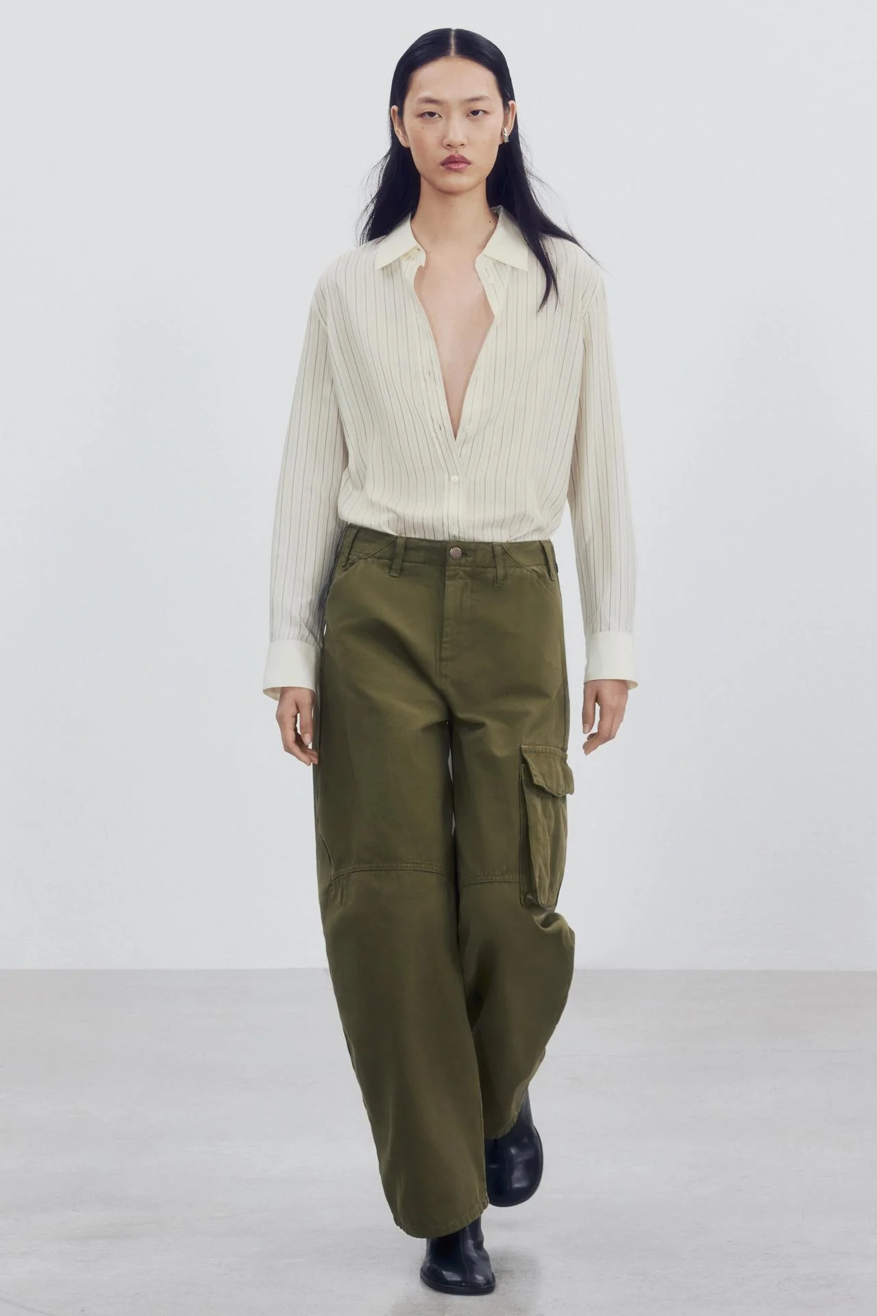 Брюки Zara Cargo ZW Collection, хаки — фото 4