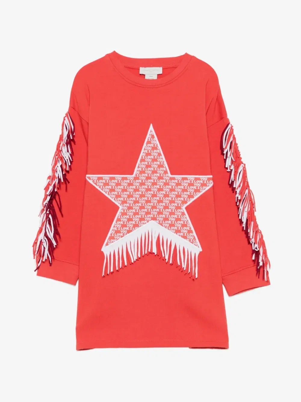 Платье со звездами и бахромой Stella McCartney Kids, красный