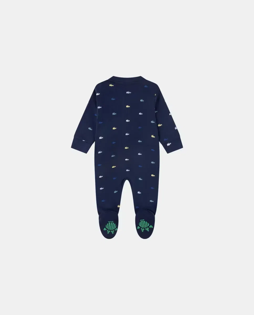 Детский комбинезон с капюшоном и принтом крокодила Mono con patucos Lacoste, Azul — фото 2