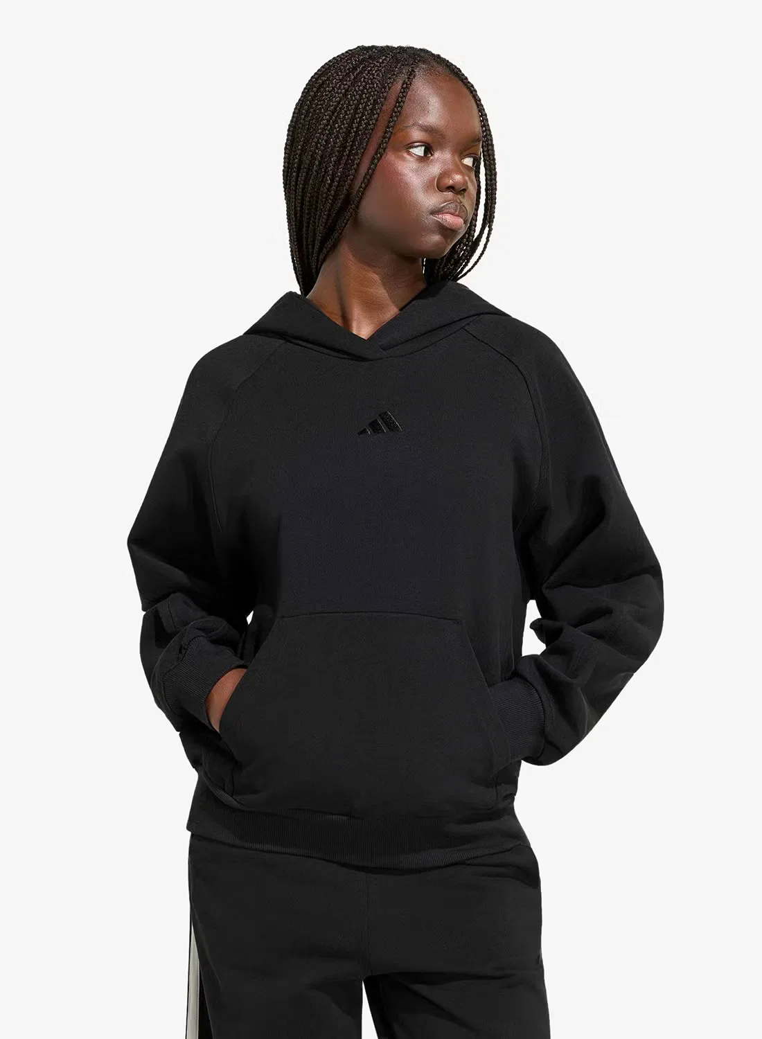 Худи свободного кроя Small Logo Adidas, черный