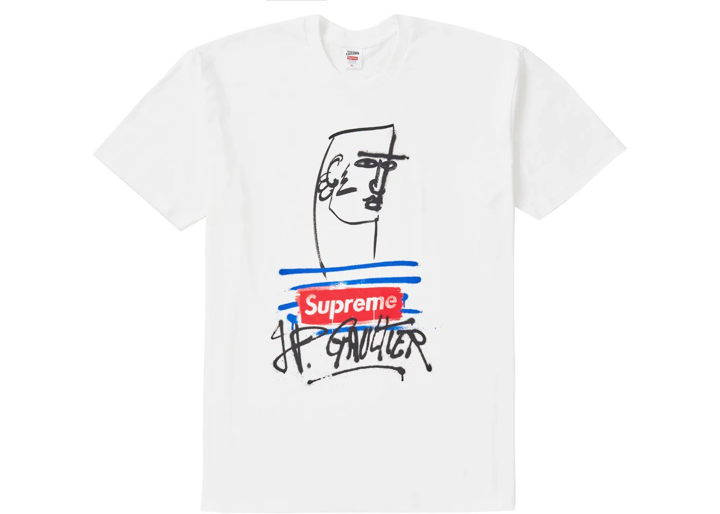Мужская футболка с принтом Supreme Jean Paul Gaultier Tee, White