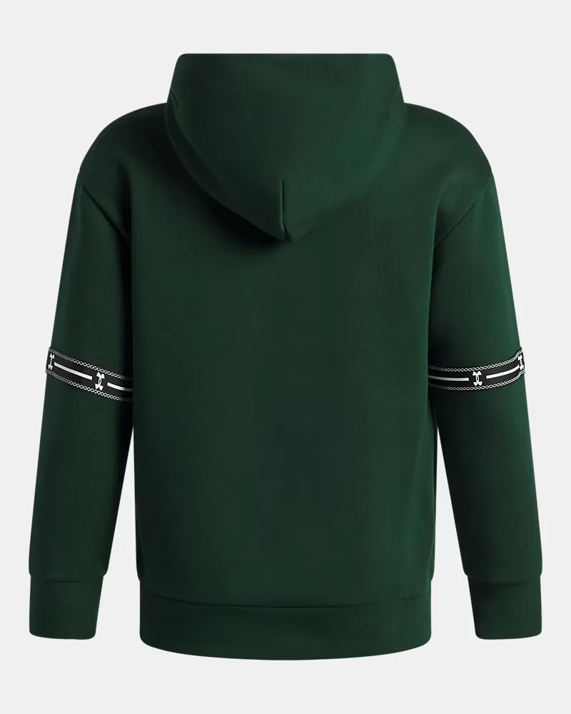 Худи для мальчиков ультрамягкое из флиса с начесом UA Icon Fleece Taped UnderArmour, Forest Green/White — фото 2