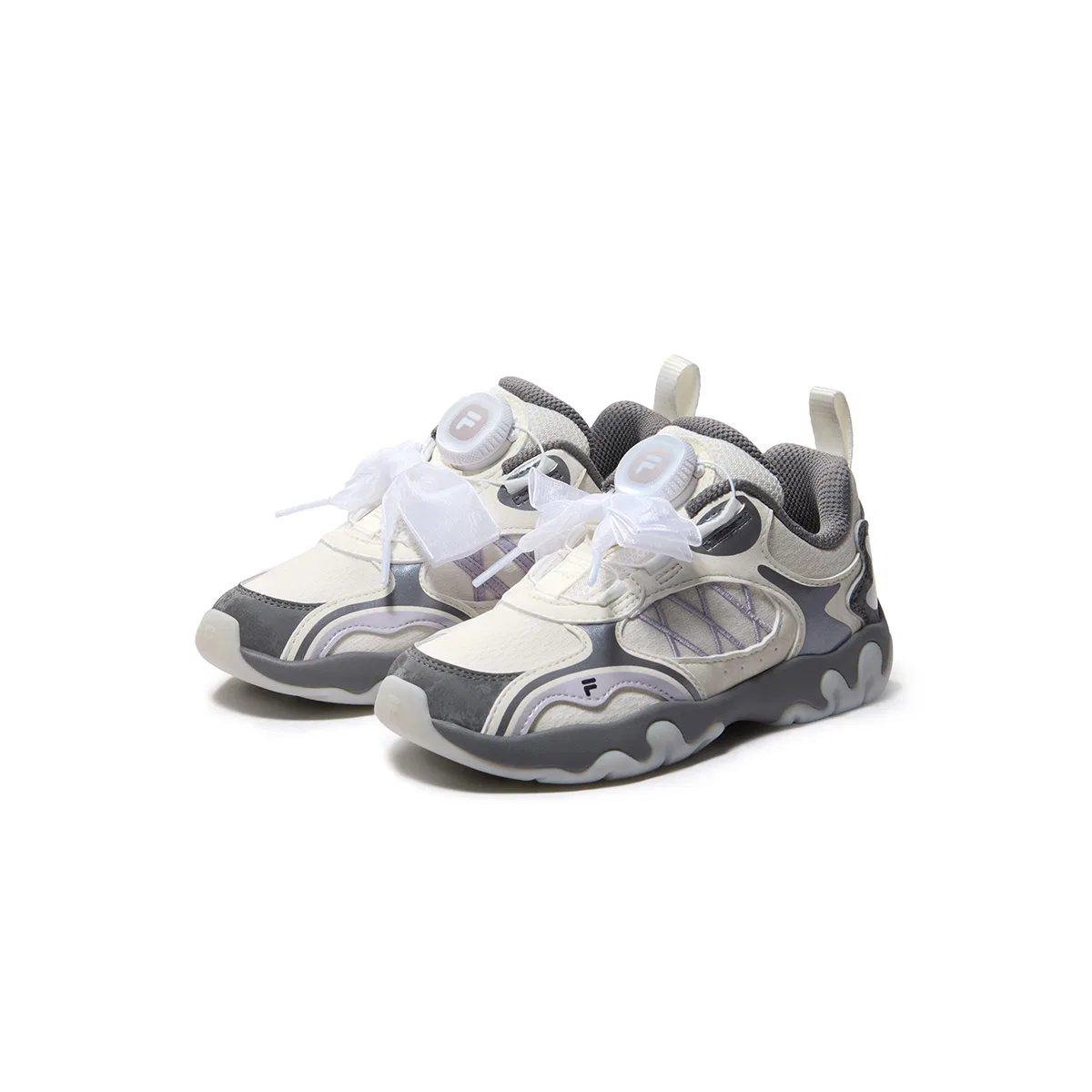 Детские кроссовки для тренировок с синтетической кожей FILA KIDS, Milk White/Smoke Gray — фото 4