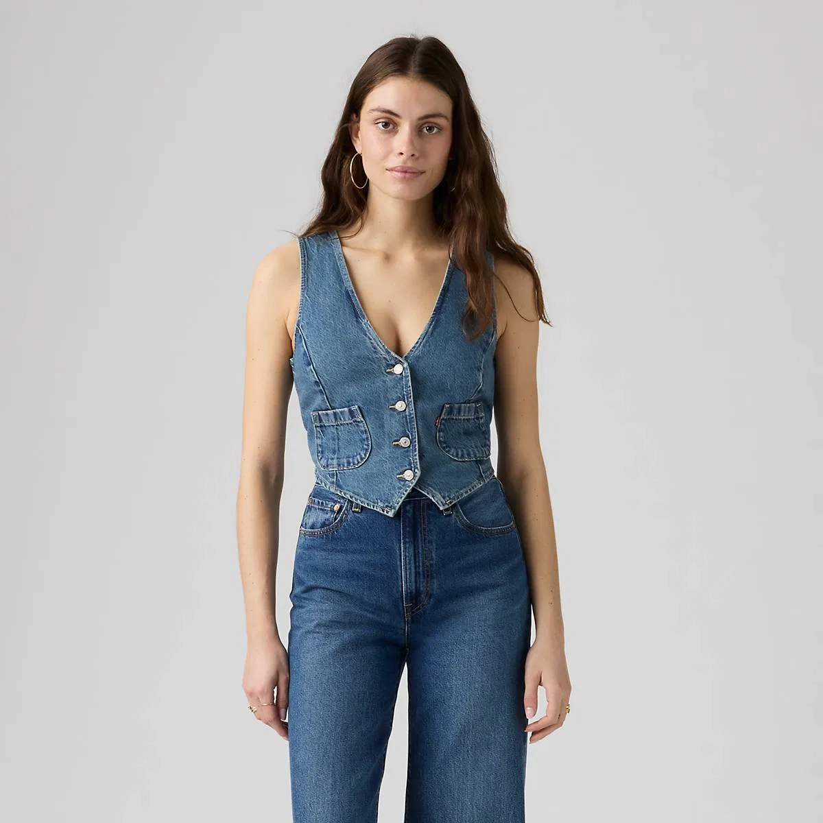 Джинсовый жилет классического кроя Levi's, Let'S Party Vest - Medium Wash — фото 3