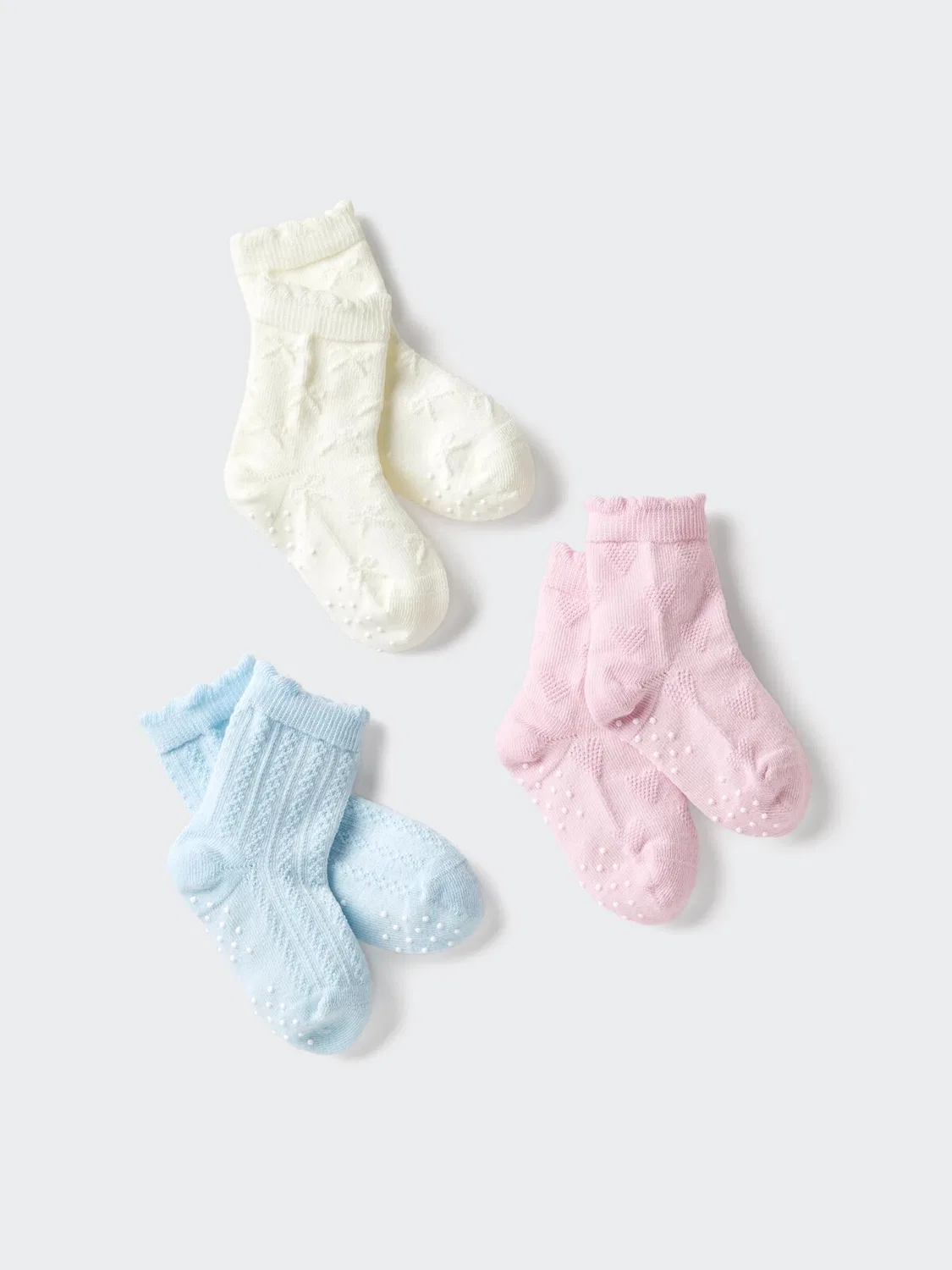 Носки Uniqlo, комплект из 3 пар, базовые, розовый