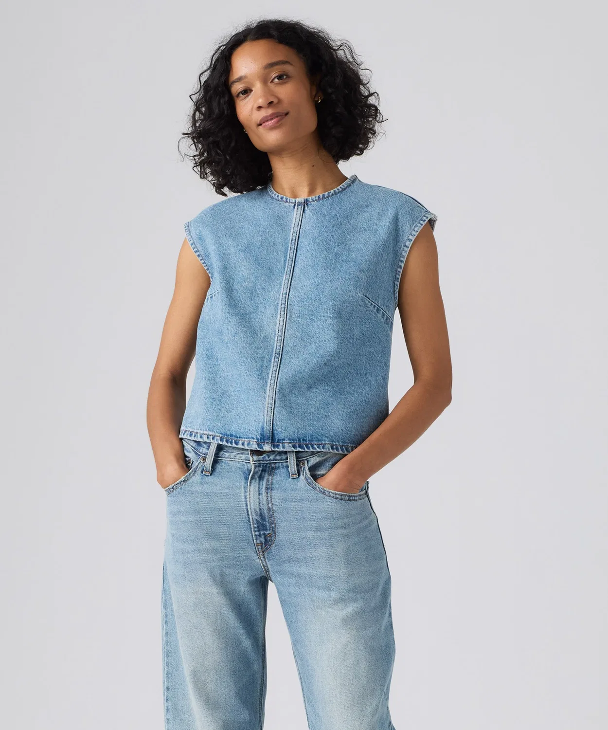 Женская футболка из денима с коротким рукавом Levi's, Indigo Blue — фото 2