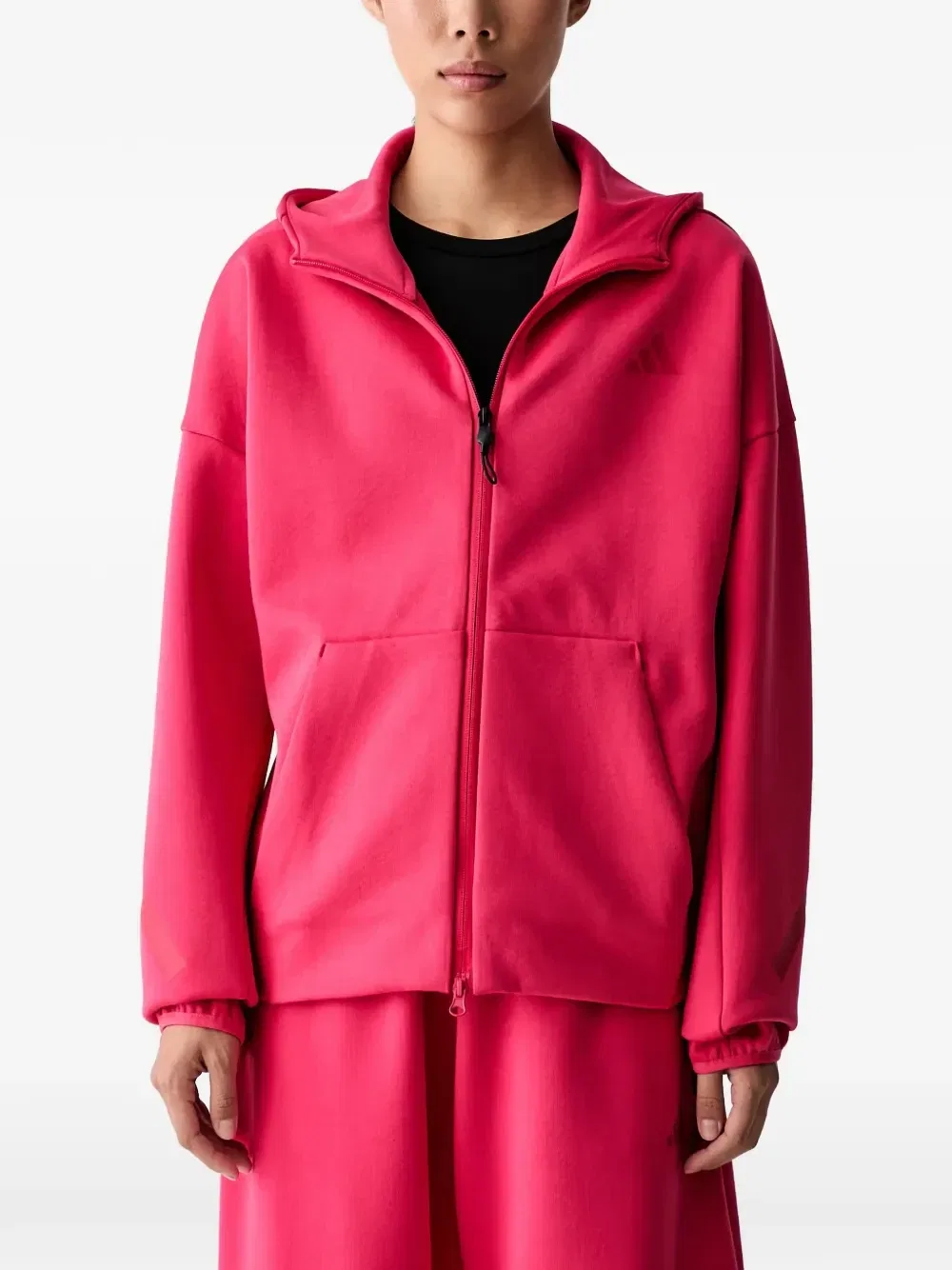 Худи на молнии с принтом логотипа Adidas, розовый