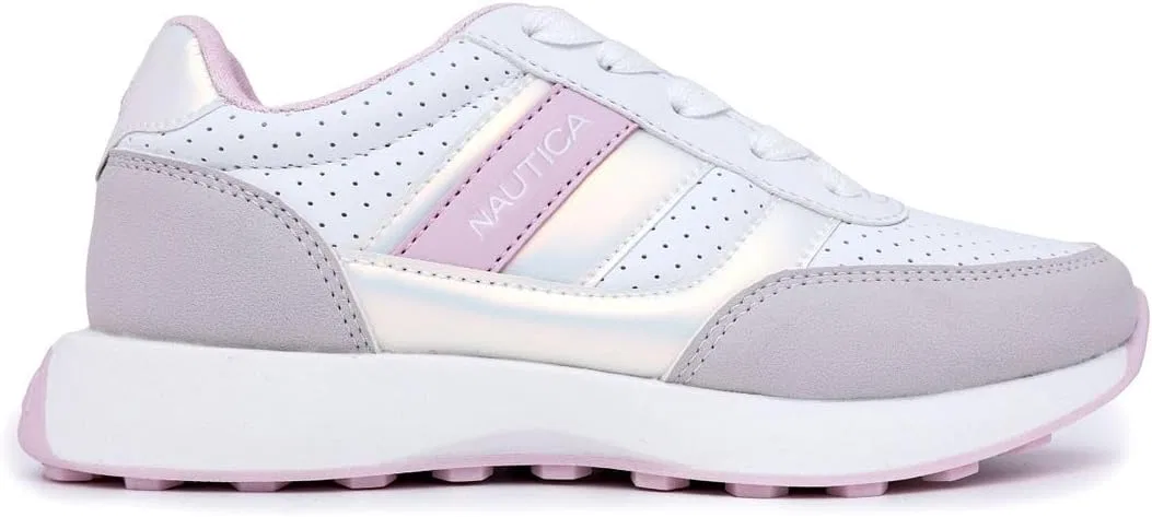 Детские кроссовки с принтом Athletic Running Sneakers Nautica, White Pink Grey — фото 3