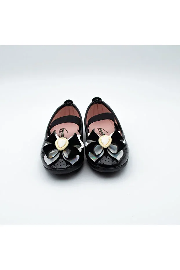 Детские балетки для девочек с бантом Arçın Shoes, Black — фото 3