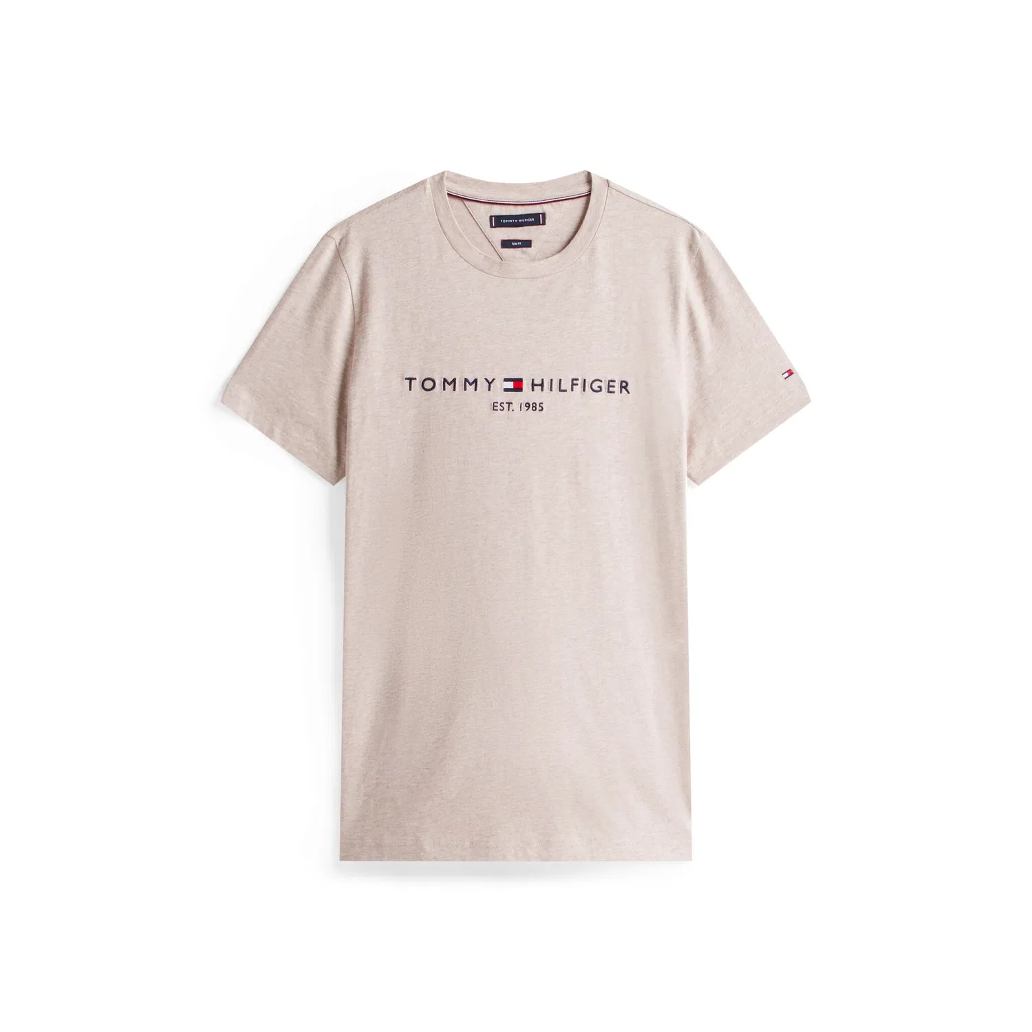 Мужская хлопковая футболка с логотипом Tommy Hilfiger, Heathered Pebble — фото 4