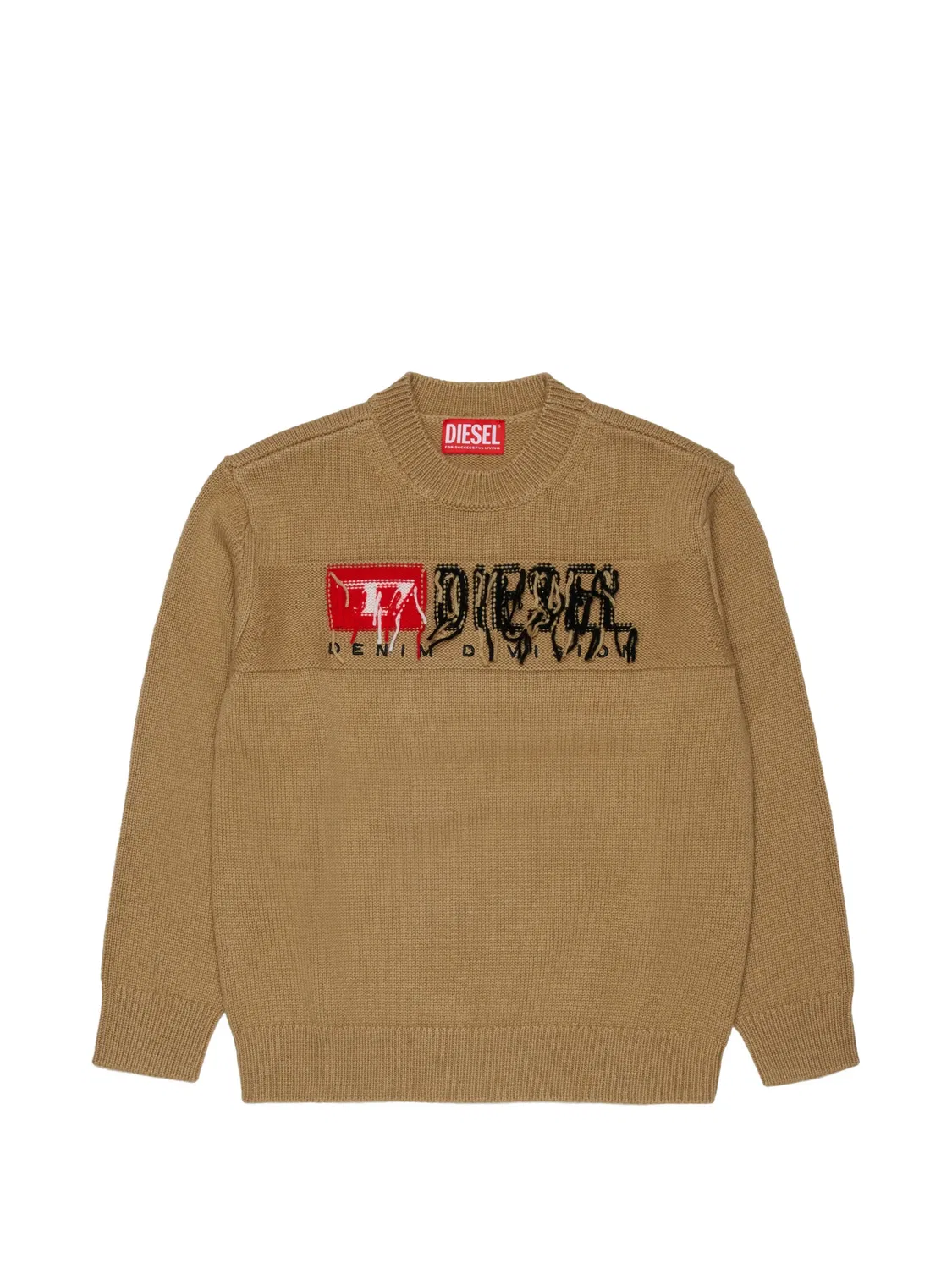 Свитер с вышитым логотипом Diesel Kids, коричневый