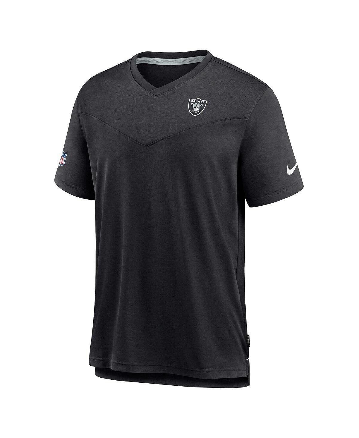 Мужская черная футболка с v-образным вырезом las vegas raiders 2022 sideline coach chevron lock up performance Nike, черный — фото 4
