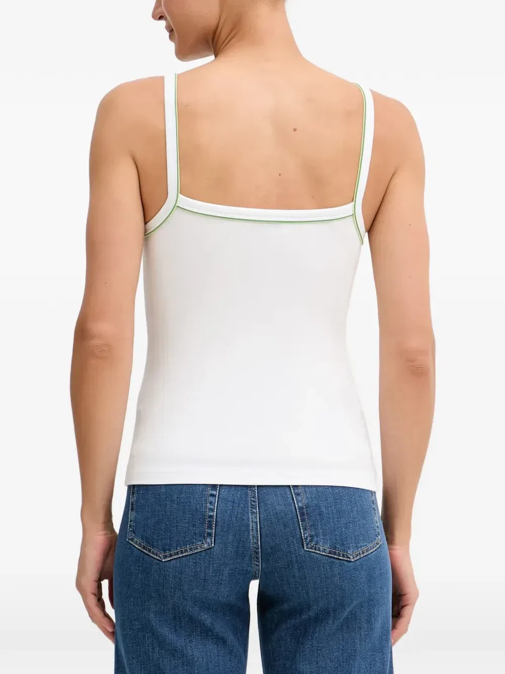Топ Lacoste, с окантовкой и нашивкой с логотипом, белый — фото 3