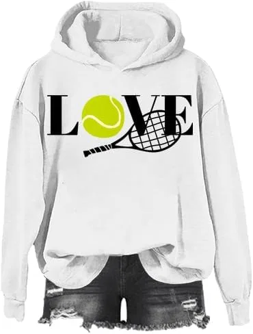 Женский свитшот с принтом Love Tennis, белый