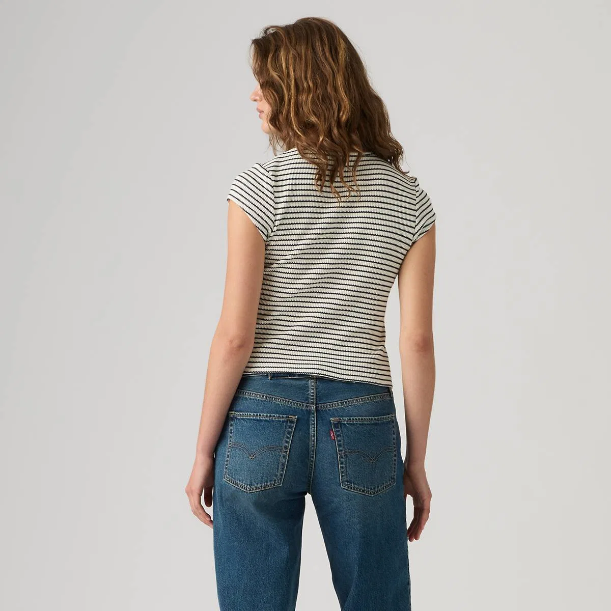 Футболка с вафельной отделкой из сухих продуктов Levi's, Jane Stripe Navy Blazer - Blue — фото 4