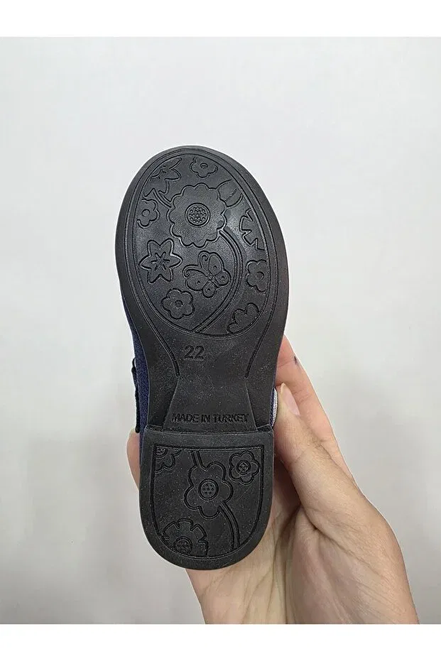 Детские балетки для девочек на низком каблуке Ortaç Bebe, Navy Blue — фото 3