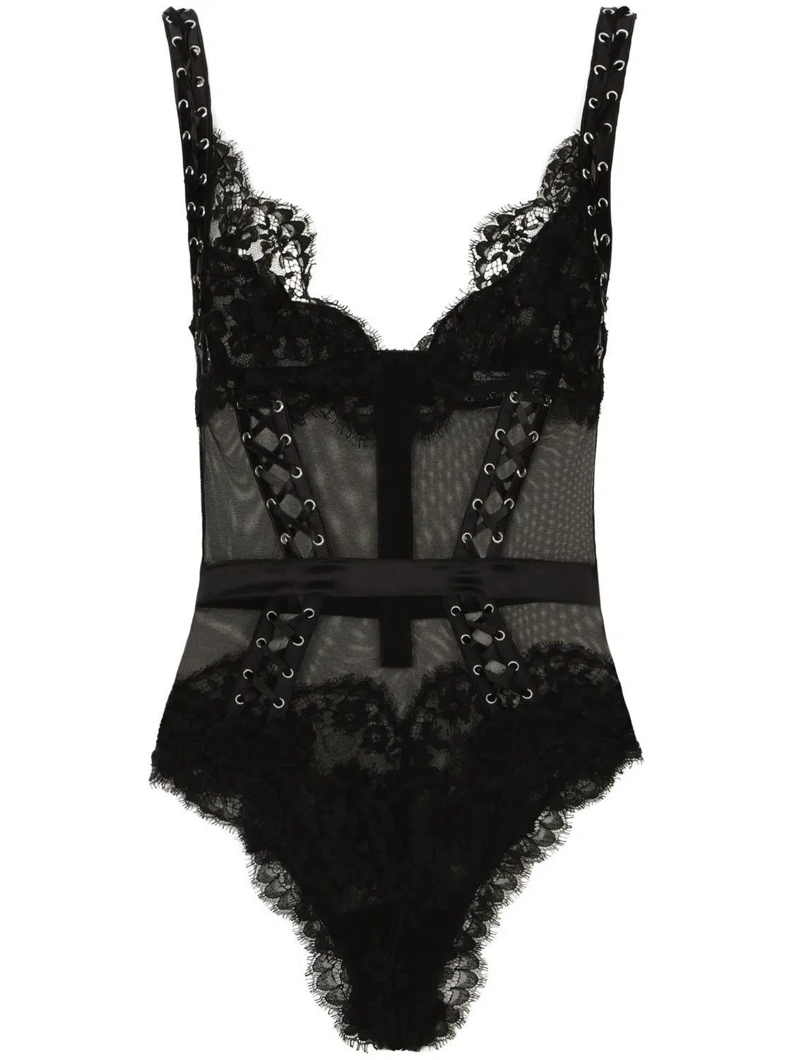 Dolce & Gabbana Боди с цветочным кружевом, черный