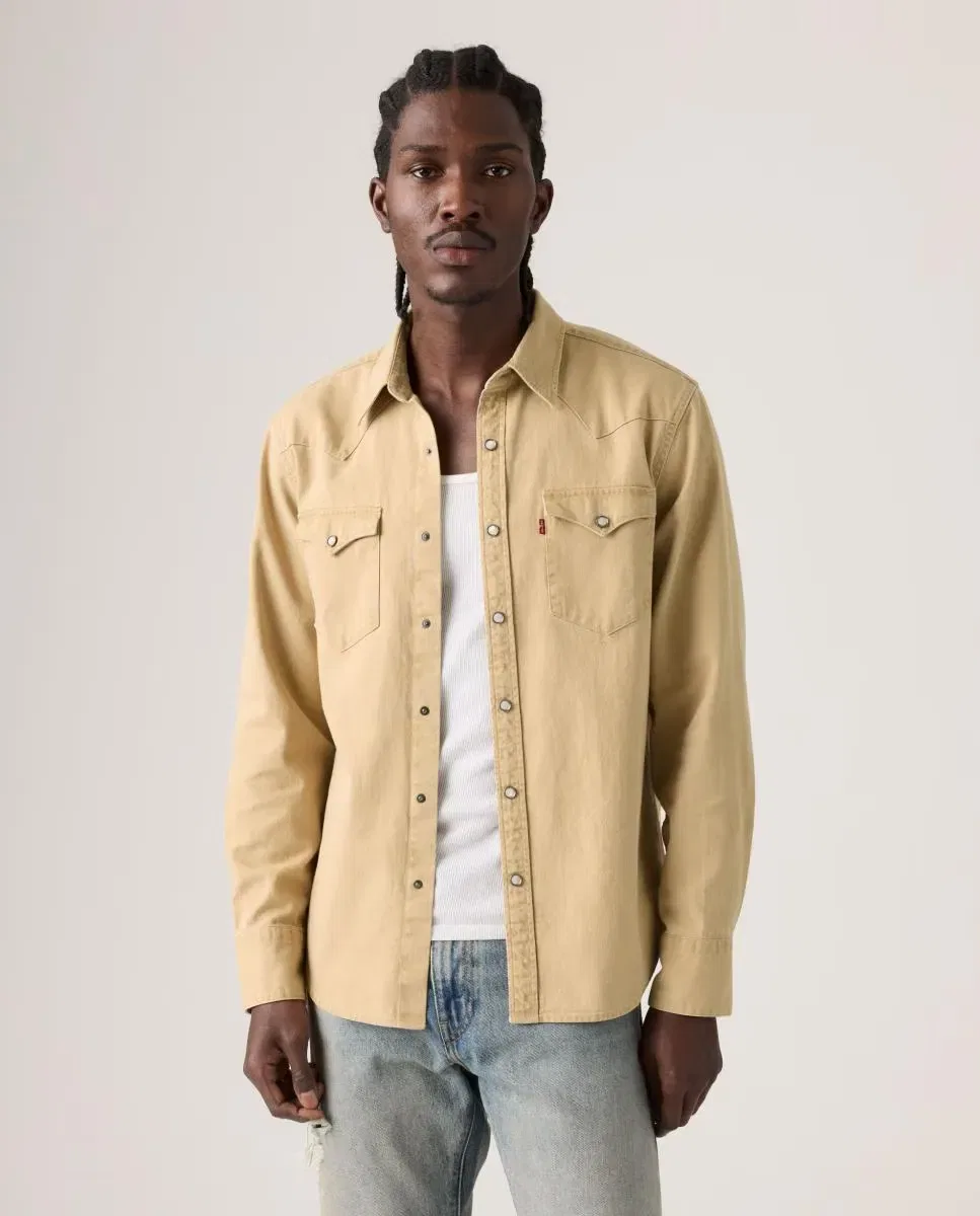 Мужская джинсовая рубашка с длинным рукавом Levi's, Светло-коричневый — фото 4