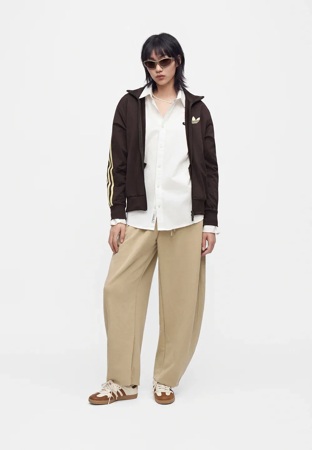 Брюки-Бочонки - спортивные штаны Adidas Originals, Beige — фото 2
