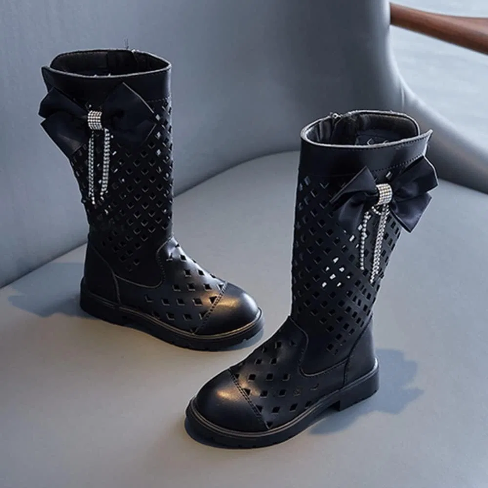 Детские сапоги для девочек с принтом Tall Riding Boots BININBOX, Black — фото 3