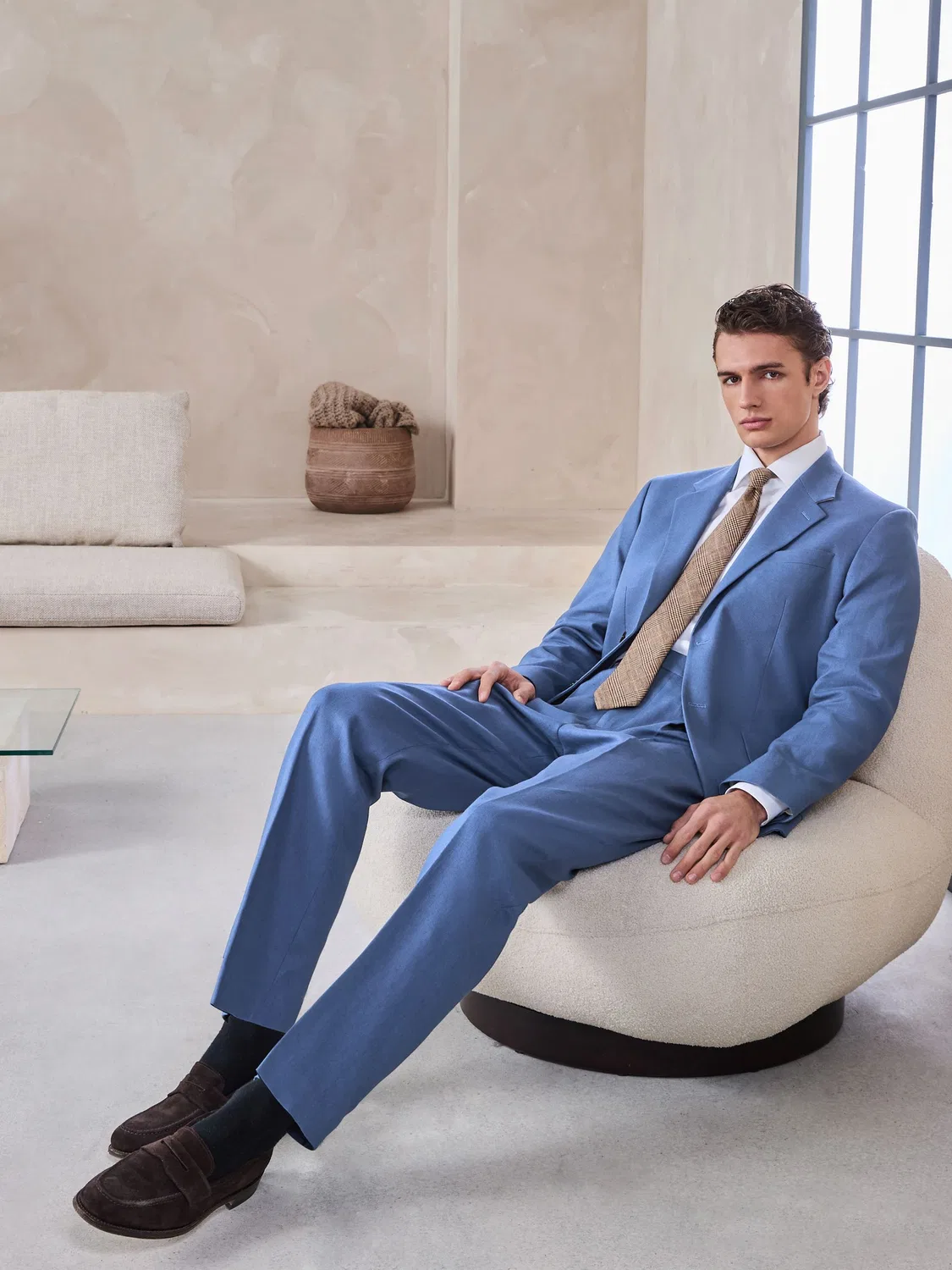 Пиджак костюмный Relaxed Fit из смеси льна Next, синий — фото 2