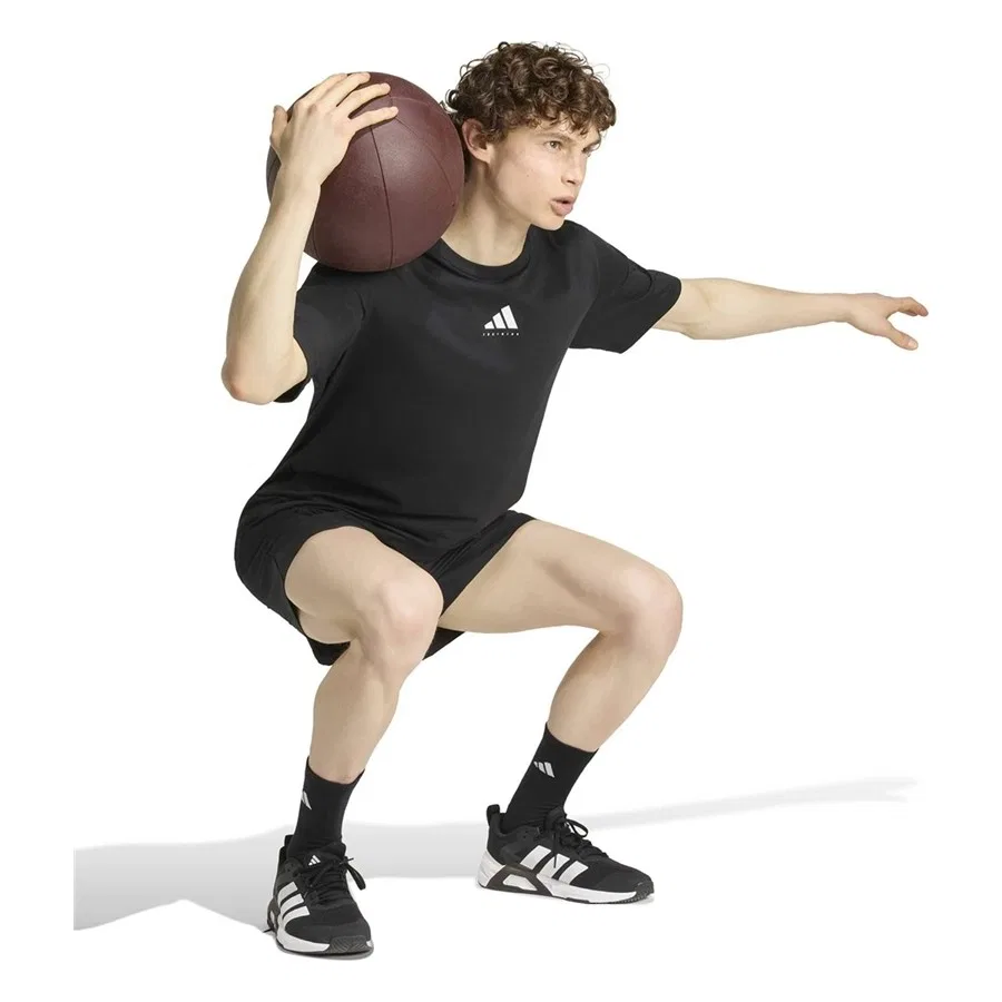 Футболка мужская с принтом adidas, Черный — фото 4