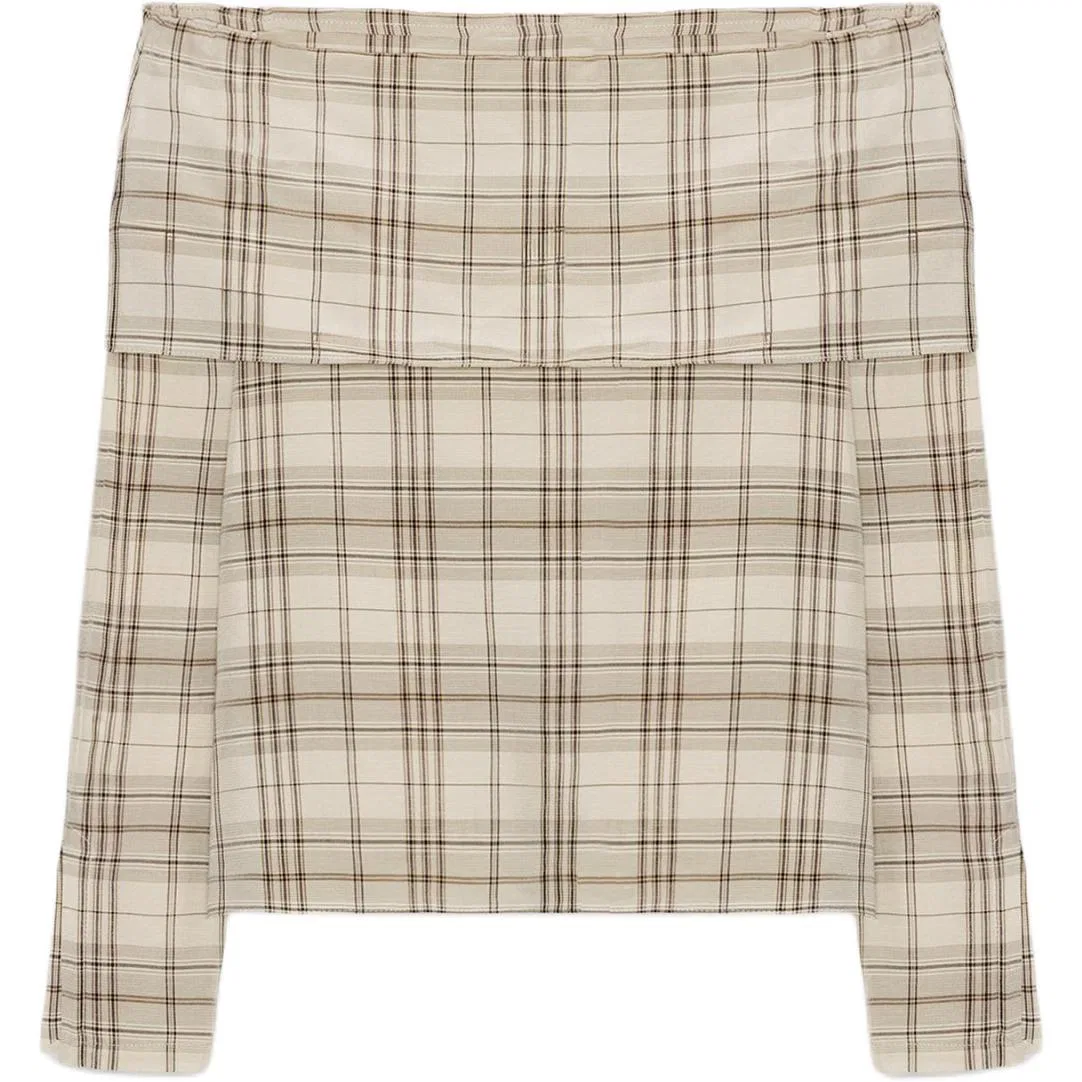 Женская футболка с лодочным вырезом Beige ZARA, Бежевый