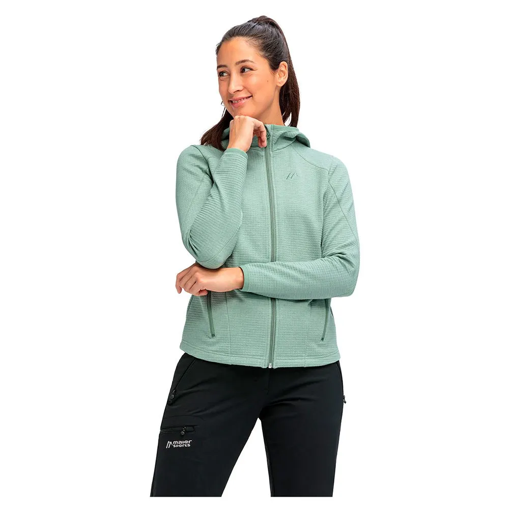 

Флис Maier Sports Tesila Hood W full zip, зеленый