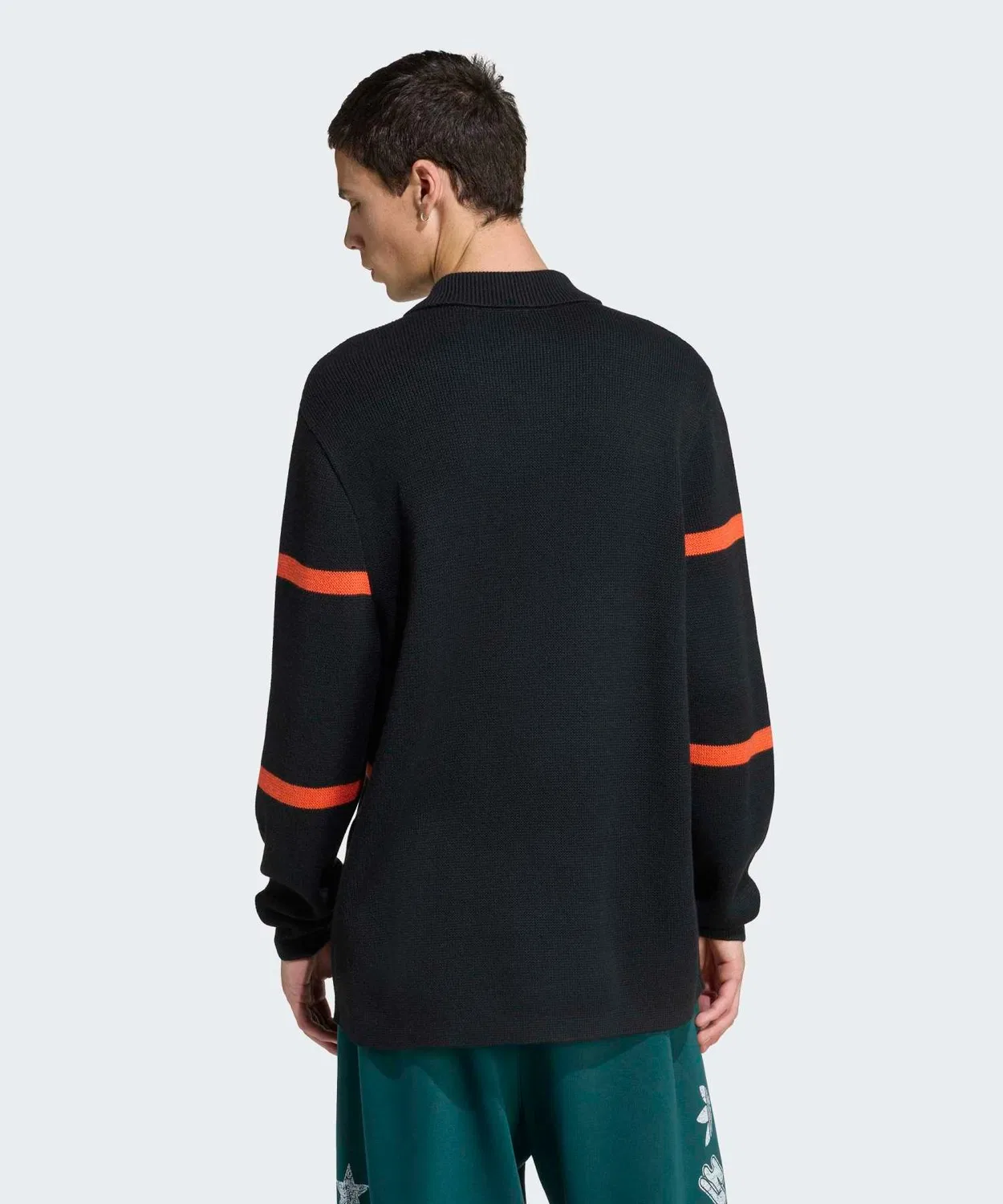 Мужская трикотажная рубашка-поло с длинным рукавомAdidas Originals & All Blacks, Черный — фото 2