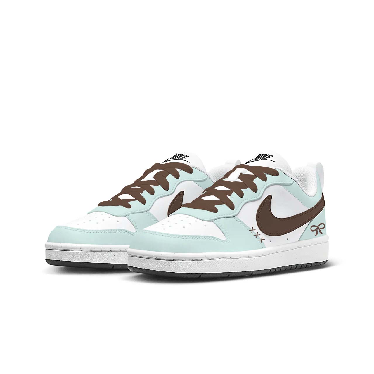 Nike Court Borough тонкие хрустящие лоу-топ детские скейтбординг кроссовки mint green unisex — фото 3