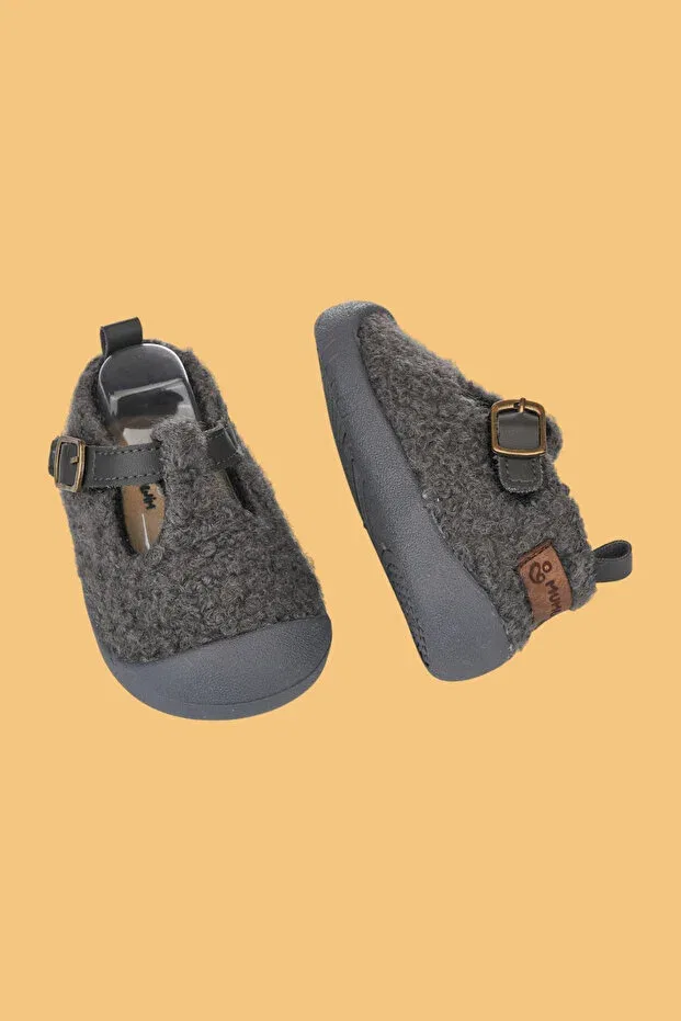 Детские балетки для девочек из плюша Mumenim, Gray — фото 4
