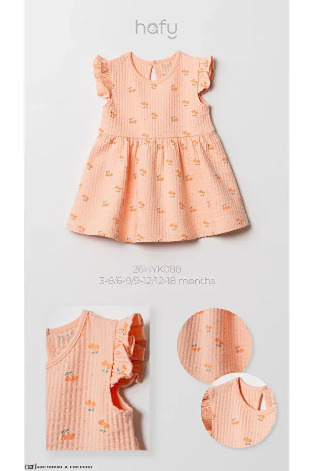 Детское платье для девочек хлопковое Cherry Patterned Hafy Baby, Salmon Salmon