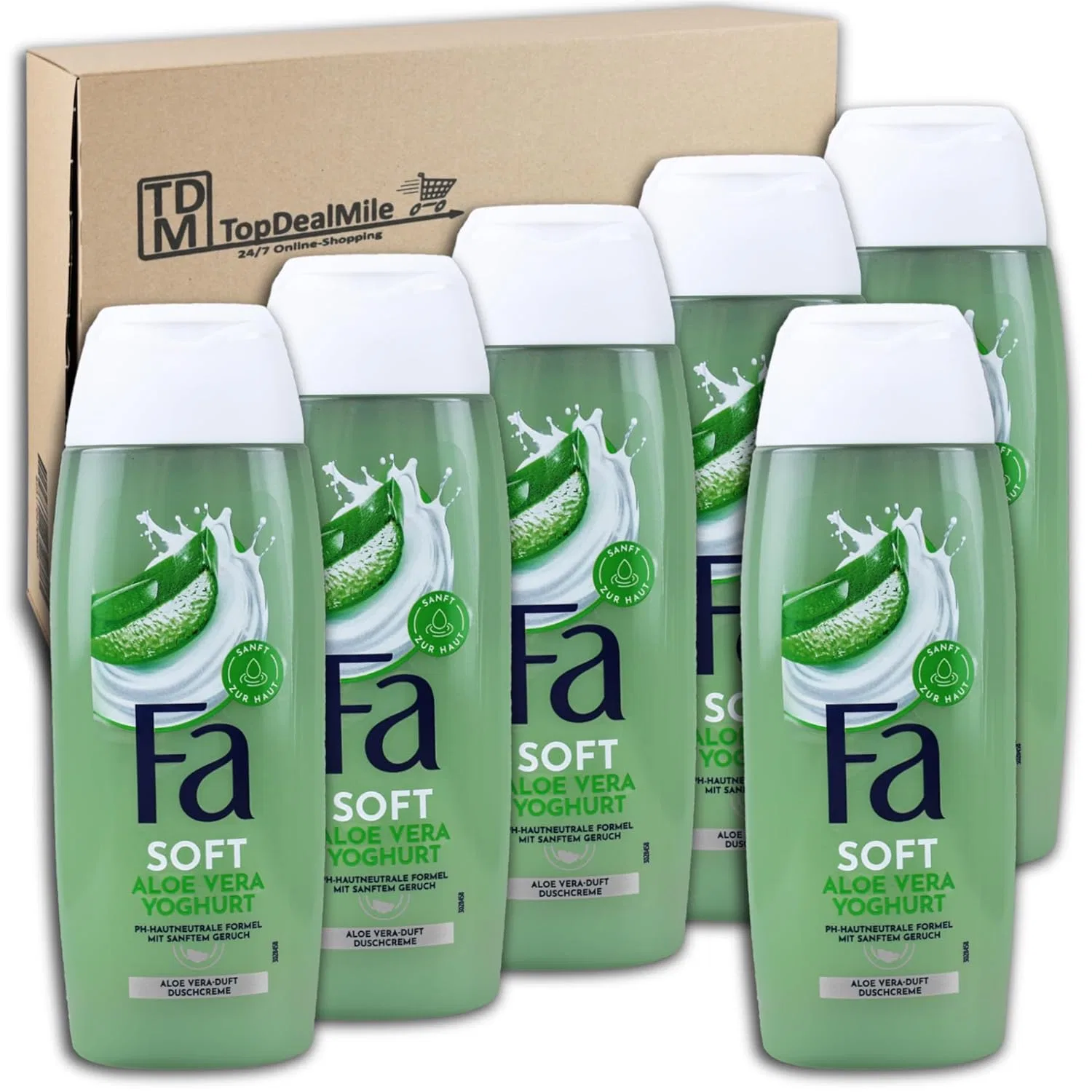 Гель для душа Pflegende Duschcreme Soft Aloe Vera Yoghurt TopDealMile, 6 x 250 мл