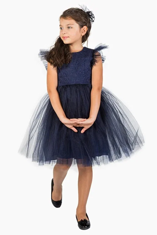 Детское платье для девочек кружевное Mnk Baby&Kids, Navy Blue — фото 4