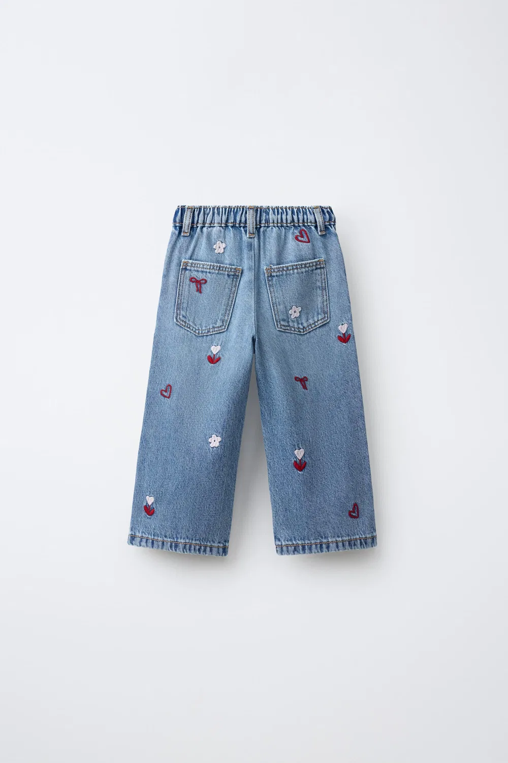 Вышитые свободные джинсы с широкими штанинами ZARA, Light blue — фото 2