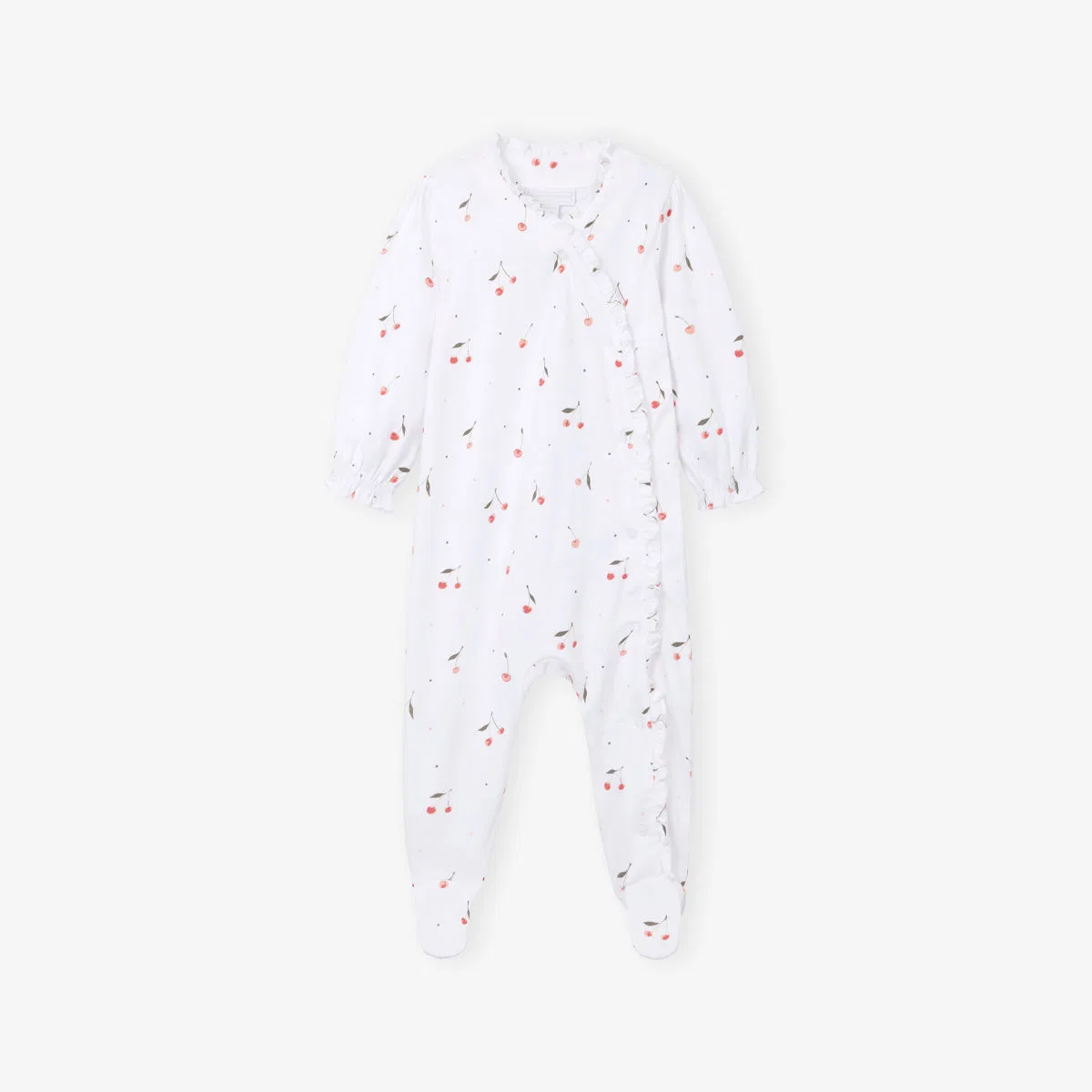 Хлопковый комбинезон для сна с вишневым узором, 0-24 месяца The Little White Company, белый/розовый