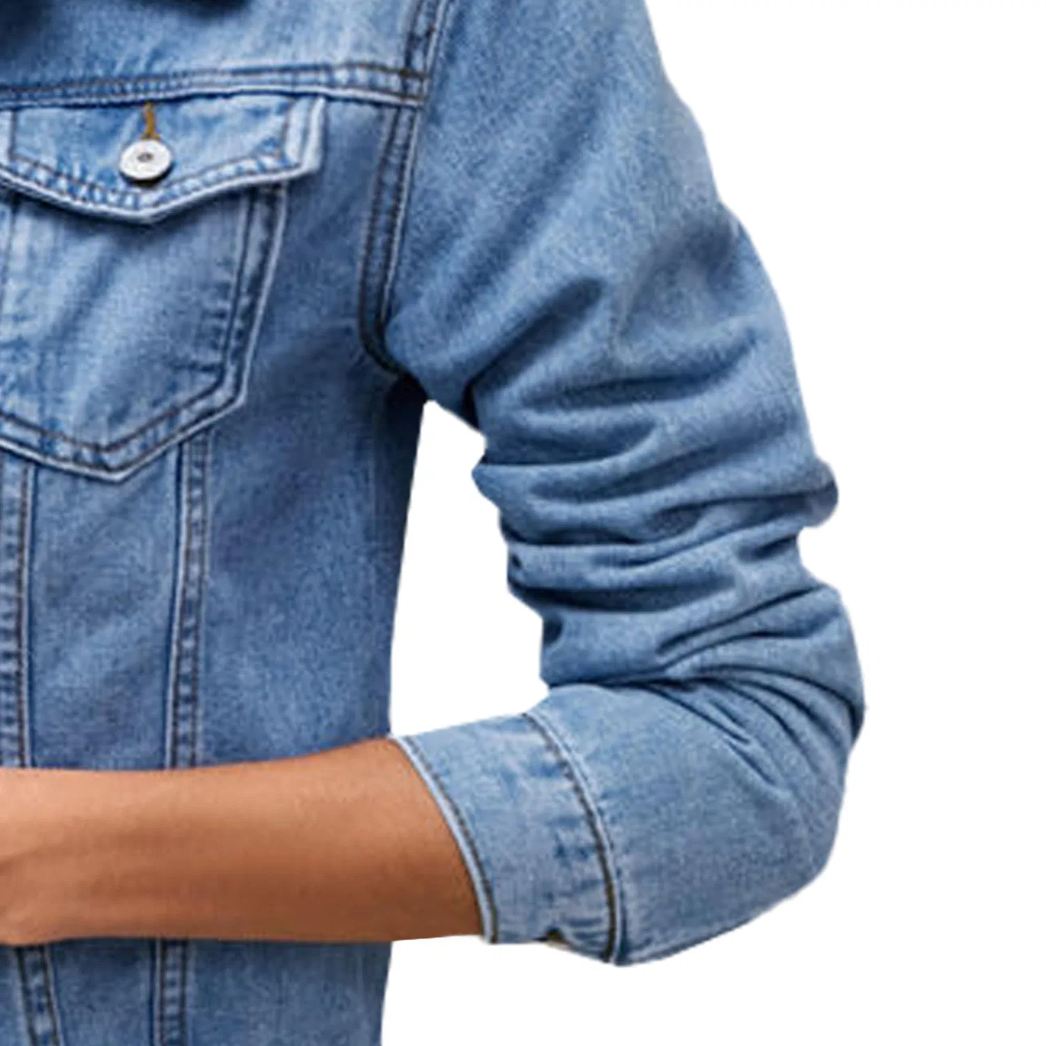 Женская джинсовая куртка с длинным рукавом, стрейч, Slim Fit, Baby blue light — фото 4