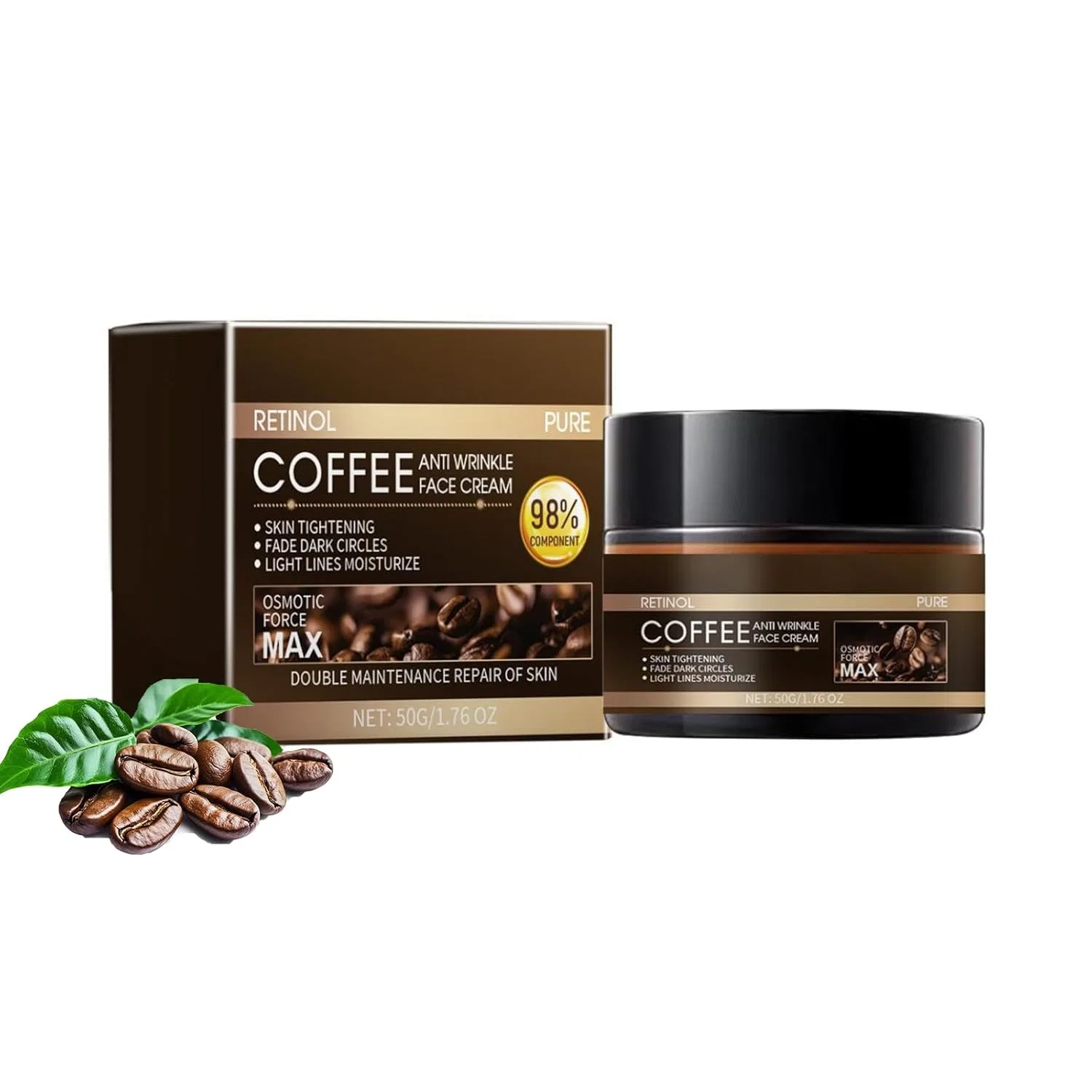 Крем для лица с кофеином и ретинолом, увлажняющий, 50 г Generic